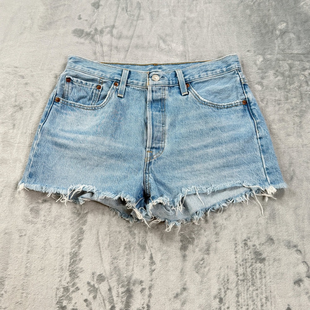 Levis 501 Original Light Wash High Rise Denim Cutoff Shorts Measures 31 Tag 29